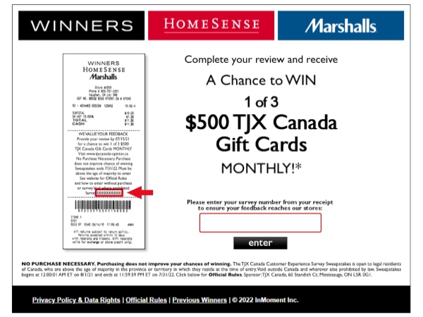 www.tjxstyleplus.ca - TJX Canada Survey - Win $1,000 Gift Card